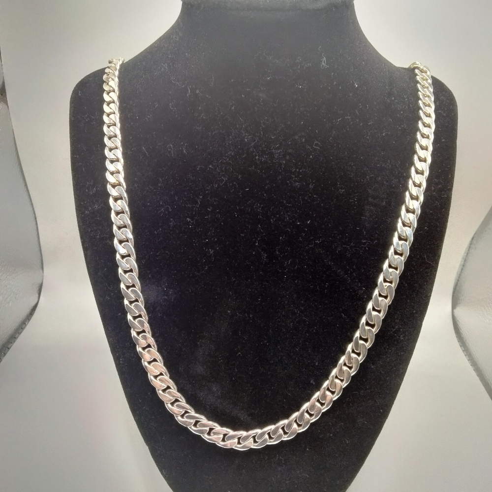 Handmade Sterling Silver 925 Cuban Link Chain 26 inch 79.60g Taxco Mexico